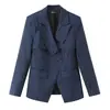 Roupas Femininas Transfronteiriças Primavera e Outono 2026 Estilo Europeu e Americano Moda Blazer Listrado Irregular de Um Botão para Mulheres B129640