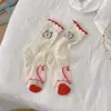 Calcetines de Malla Finos para Niñas Calcetines Simples Coloridos de Puntos Oso de Dibujos Animados Dulce Calcetines de Media Pantorrilla para Damas Calcetines de Algodón