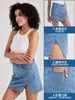 Falda Corta de Mezclilla con Abertura Personalizada para Mujer, de Cintura Alta, Adelgazante, con Leggings Integrados, Ajustada, Versátil, Shorts Casuales de Tres Cuartos