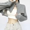 Moletom Cropped Novo Estilo Americano para Mulheres Primavera e Verão 2026, Cardigan Curto Esportivo, Regata Tendência