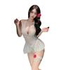 Lencería Sexy, Malla de Encaje Sexy Transparente, Apasionado, No Quitar, Caliente, Espalda Descubierta, Escote en V Profundo, Ajustado, Conjunto de Uniforme de una Pieza