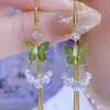 Brincos de Franja Borboleta com Strass Brilhante Estilo Francês Elegante Estilo de Férias Doces Escolha de Influenciador Brincos com Artesanato Pesado