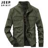 JEEP SPIRIT Outono 2021 Nova Jaqueta Masculina Lavada com Gola Alta Casaco Masculino Casual Solto 0010
