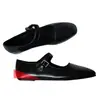 Versión de Piel de Vaca Cuero Genuino de Raza Mixta Importado Zapatos Mary Jane Planos Minimalistas de Correa Única Suela Suave para Mujer con Aumento Oculto de Altura