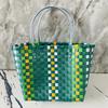 Cesta de Verduras Tejida a Mano Bolsa de Mano de Gran Capacidad Bolsa de Compras Vacaciones Picnic Almacenamiento Azul 2023 Nuevo Bolso de Mujer
