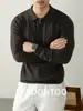 [Lujo Ligero de Caballero] Patrón Vertical Estilo Old Money Mezcla de Lana y Modal Tejido de Punto Ropa de Trabajo de Negocios Tejido de Punto con Cuello para Hombre