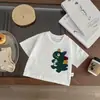 Ropa de Bebé de Verano Linda Camiseta de Dibujos Animados de Dinosaurio Estampado Manga Corta Fina Top Versátil para Niños Pequeños de Verano