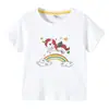 2023 Nova Roupa Infantil de Unicórnio Camiseta Infantil de Verão de Manga Curta Camiseta Básica para Meninas Camiseta Infantil de Meia-manga Top Infantil