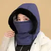 Sombrero Lei Feng cálido de invierno con protección para las orejas, forro polar, engrosado para protección contra el frío, mascarilla facial y calentador de cuello integrados para esquí y ciclismo, a prueba de viento