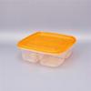 Caja de embalaje desechable de yogur frito de corte grueso, pequeña caja de plástico roja cuadrada transparente de cuatro compartimentos para llevar fruta especial
