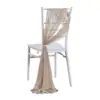 Cortina de Gaze para Encosto de Cadeira para Decoração de Cadeira de Casamento na Igreja ao Ar Livre, Cortina de Gaze para Encosto de Cadeira de Chiffon com Pérolas Anti-Amassar, Atacado