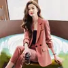 Blazer transfronteiriço com botões e bolsos para mulheres, primavera e outono, tamanho petite, traje profissional, terno de alta qualidade para o trabalho