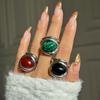 Dazan Venta al por mayor En stock Transfronterizo Europeo y Americano Ins Acero de Titanio Chapado en Oro Real 18K Anillo Redondo Vintage de Malaquita para Mujer