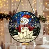 Muñeco de Nieve Navideño Vidrio de Colores Colgante Decoración Colgante de Vidrio para el Hogar Decoración de Ventana Atrapasol para Jardín