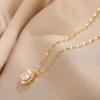 Versión Coreana Yunyao Oro Rosa 18K Lujo Cuadrado Diamante Colgante Acero de Titanio Collar para Mujeres Ins Tendencia Completo Diamante Gama Alta Lujo Ligero Candado