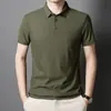 Nueva Camisa Polo de Seda Helada para Hombre de Verano de Manga Corta con Cuello Lapel Casual de Negocios Transpirable de Secado Rápido Top Corto para Hombre