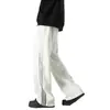 Pantalones de Chándal Rayados de Cintura Alta de Ajuste Holgado Regular Ligeramente Elásticos para Adolescentes Hombres Pantalones Deportivos Estudiante Pierna Ancha de Largo Completo