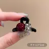 Novo Mini Prendedor de Garra Vermelho com Pedras de Alto Padrão 2025 para Mulheres, Prendedor de Tubarão para Franja Lateral, Acessório de Cabelo, Grampo