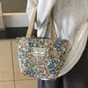 Bolso de Mano Floral de Gran Capacidad 2025 Nuevo Bolso Tote de Hombro Bolso de Lona Creativo Lindo Bolso Ins para el Almuerzo