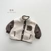 Casaco de Pelúcia Color Block Tendência para Meninos 2026 Inverno Novo Estilo Jaqueta Quente Engrossada Estilo Coreano Moda