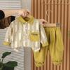 Ropa de Primavera para Niños Camisa de Comercio Exterior Ropa de Primavera y Otoño Ropa Infantil de Rayas Verticales Ropa Infantil Inglesa Traje de Dos Piezas a Juego de Colores para Bebé