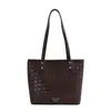 Bolsa de ombro casual com padrão de losango e blocos de cor, bolsa de ombro grande estilo coreano para o dia a dia, bolsa de ombro tote simples e elegante