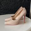 Zapatos de Tacón Alto de Charol Yx para Mujer, Punta Fina, Plataforma Impermeable, Cómodos para los Pies, Tacón Delgado, Para el Trabajo, Color Nude, Zapatos de Tacón con Suela Roja