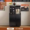 Móvel Buffet de Madeira Maciça Preto de Luxo Leve Francês Armário de Chá Cômoda para Sala de Estar de Apartamento Pequeno Armário Lateral de Sofá Armário para Máquina de Café Fábrica