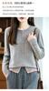 Cardigan de Tricô de Lã Pura com Borda Colorida Falsa Peça Dupla Nova Feminino Solto Casual Base Camada Jaqueta Suéter Quente
