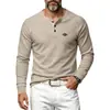 Nicho Comércio Exterior Outono/Inverno Masculino Cor Lisa Malha Waffle Camiseta Casual Estilo Retrô Masculino Manga Raglã Manga Longa Camisa Henley