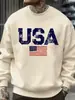Talla Europea Transfronteriza Estampado Retro Americano Sudadera de Lana de Moda para Hombre Estilo Urbano para Otoño