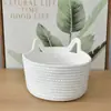 Cesta de Almacenamiento de Escritorio con Orejas de Gato Transfronteriza Cesta de Almacenamiento Tejida a Mano con Hilo de Algodón Cesta de Almacenamiento de Mesita de Noche Cesta para Llaves y Artículos Varios