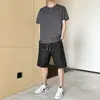 Traje Deportivo de Seda de Hielo de Alta Elasticidad para Verano para Hombre Camiseta de Manga Corta Shorts Casual Transpirable Ropa Atractiva de Secado Rápido