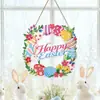 Nuevas Decoraciones de Pascua Transfronterizas: Letreros Colgantes para Puerta Principal, Coronas de Madera con Forma de Huevo para Porche de Granja Festivo, Adornos de Madera