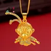 Tienda de Oro Mismo Estilo Negro Idioma Wukong Colgante Collar Nuevo Arena Oro Personalidad Audaz Completo Diamante Estilo Caliente Wukong Colgante