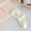 Calcetines de Mujer Primavera y Verano Nuevos de Media Pantorrilla de Media Pantorrilla Estilo Antiguo Medio Bordados de Algodón Estilo Mori Retro Estilo Chanel Borde de Oreja Lolita