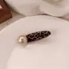 Nuevo Pasador de Perlas con Estampado de Leopardo Pin Recto Lateral de Gama Alta Exquisito Pin Lateral Pin para Flequillo Accesorios para el Cabello Tocado Pasador de Pelo Mujeres