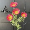 4 Flores de Papoula Artificiais de Seda para Palco de Casamento e Decoração de Casa, Flores Artificiais para Decoração de Cenário Externo e Fotografia, Atacado