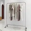 Perchero de acero inoxidable de altura ajustable con ruedas para transmisión en vivo, perchero móvil para ropa, estante para ropa y perchero