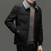 Chaqueta de plumón ligera con cuello de piel extraíble y forro polar de invierno para hombre, chaqueta informal de negocios a la moda para hombres de mediana edad.