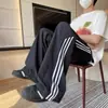 Fábrica de Origem Calças de Três Listras Masculinas Esportivas Longas Soltas Retas de Perna Larga Casuais Calças Longas de Seda de Gelo Masculinas