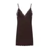 Comercio Exterior Transfronterizo Ropa Nueva de Mujer Verano Sexy Cuello en V Delgado Encaje Sin Mangas Tirantes Vestido