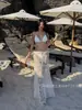 Hermoso Bikini Blanco de Encaje Estilo Francés para Mujer, Sexy Vestido Largo de Baño Estilo Resort para Playa