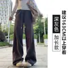 Pantalones deportivos blancos y grises de estilo americano para mujer para otoño e invierno 2026, nuevos, de cintura alta, corte holgado, adelgazantes, casuales, con forro polar, de pierna ancha