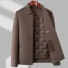 Chaqueta de lana de doble cara para hombre, estilo corto, business casual, con forro extraíble, adecuada para padres de mediana edad