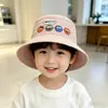 Sombrero de pescador para niños con retazos de tela, sombrero tipo cubo de ala ancha para protección solar en verano para niños y niñas, sombrero de salida para bebé estilo coreano