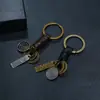 Chaveiro Tecido de Couro Vintage com Pingente de Letra Alvo, Chaveiro de Carro Unissex, Atacado em Estoque