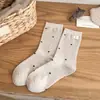 Calcetines color café para mujer, calcetines de media pantorrilla para otoño e invierno, calcetines de algodón de moda, estilo coreano, Maillard, moño, encaje, calcetines holgados