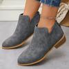 Comércio Exterior Transfronteiriço Novo Europeu e Americano Bico Fino Zíper Traseiro Botas Curtas Estilo Martin Botas de Couro Tamanho Grande Feminino Cor Sólida Tamanho Grande Sapatos Femininos