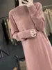 Suéter de Lã Pulôver Novo Outono e Inverno Feminino Tricô de Lã Manga Longa Versátil Vestido Longo de Lã Outer